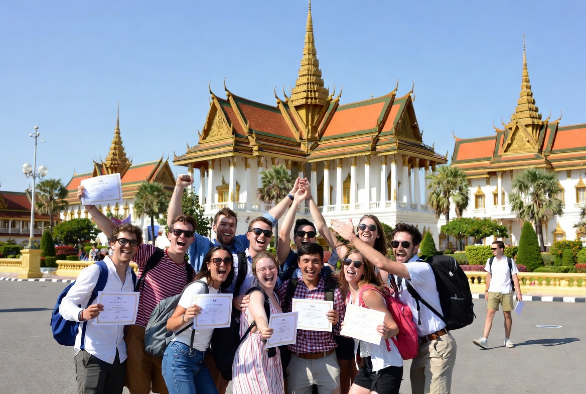 Students celebrating with certificates